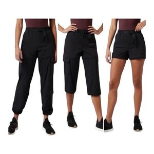 Athleta Trekkie Convertible Hike Pants Cargo Stretch Belted Womens Size 16 Black